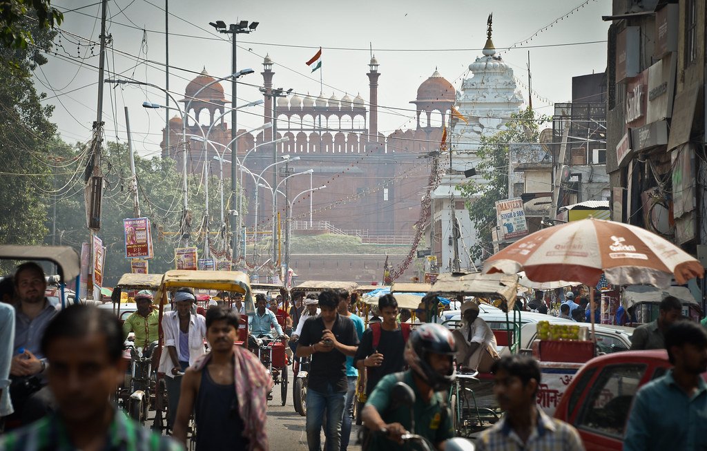 A street scene in Chandni Chowk, Old Delhi