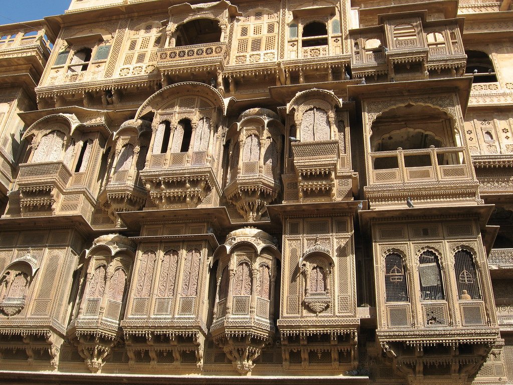 The carved sandstone facade of Patwon ki Haveli, Jaisalmer