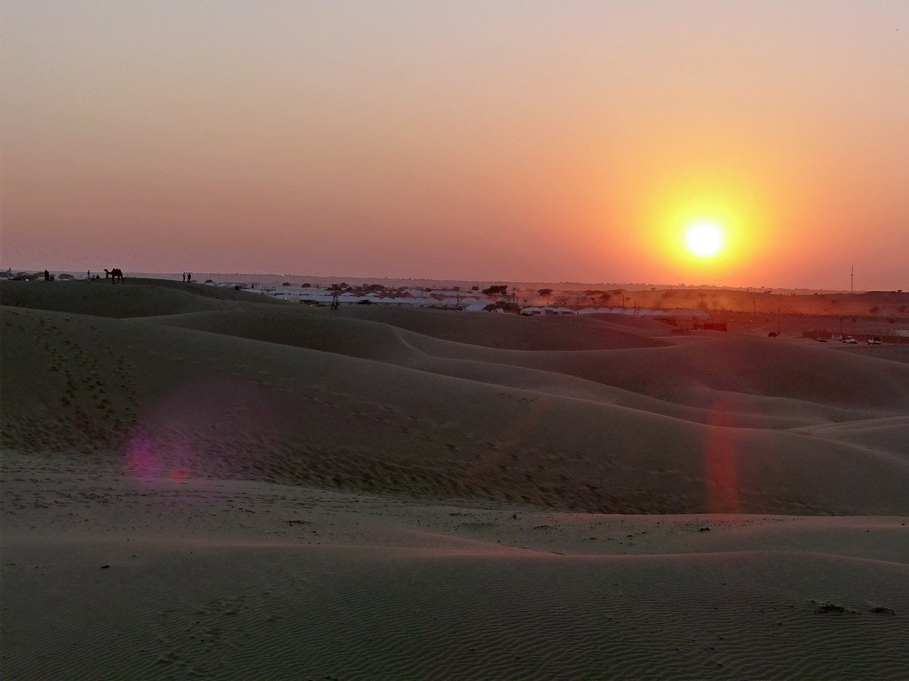 Sunset over the Sam sand dunes near Jaisalmer