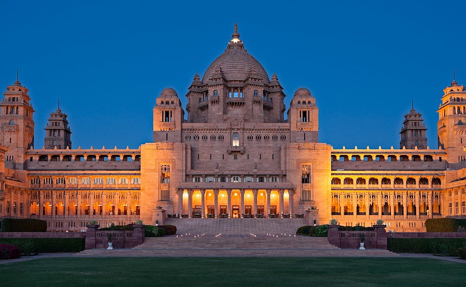 Umaid Bhawan Palace, Jodhpur, at dusk